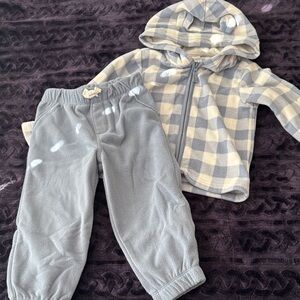 Carter's Gray and Cream Checkered Sweatpants Set